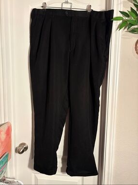 Savane Black Men’s Dress Pants - Pleated Straight Leg